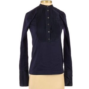 J. Crew Navy Long Sleeve Button Blouse